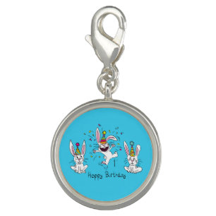 Cute Happy Birthday Bunny Rabbits Kids Charm
