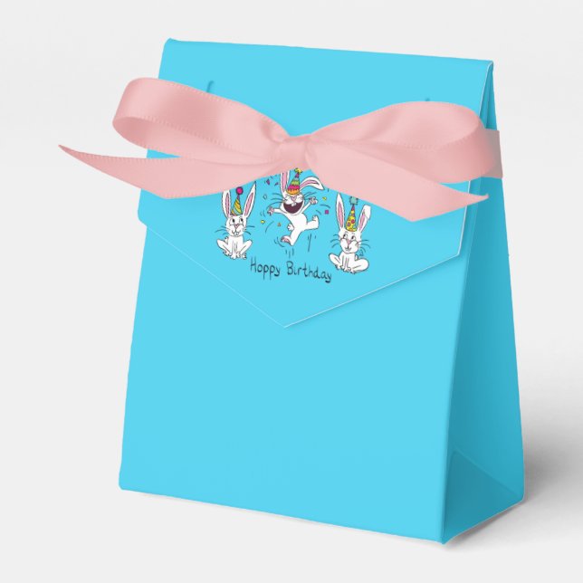 Cute Happy Birthday Bunny Rabbits Kids Favor Boxes (Front Side)