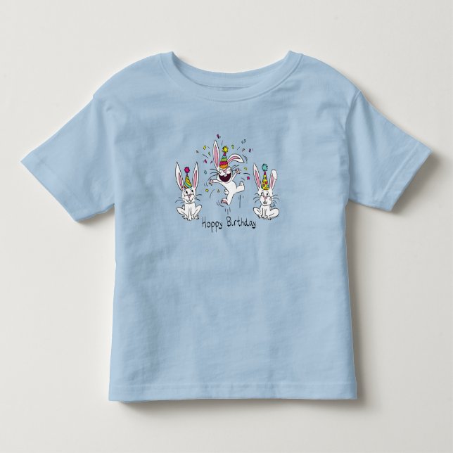 Cute Happy Birthday Bunny Rabbits Kids Toddler T-shirt (Front)