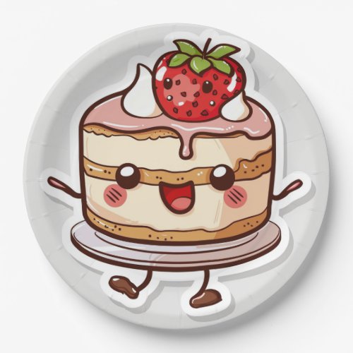 Cute Happy Birthday Cake Paper Plate