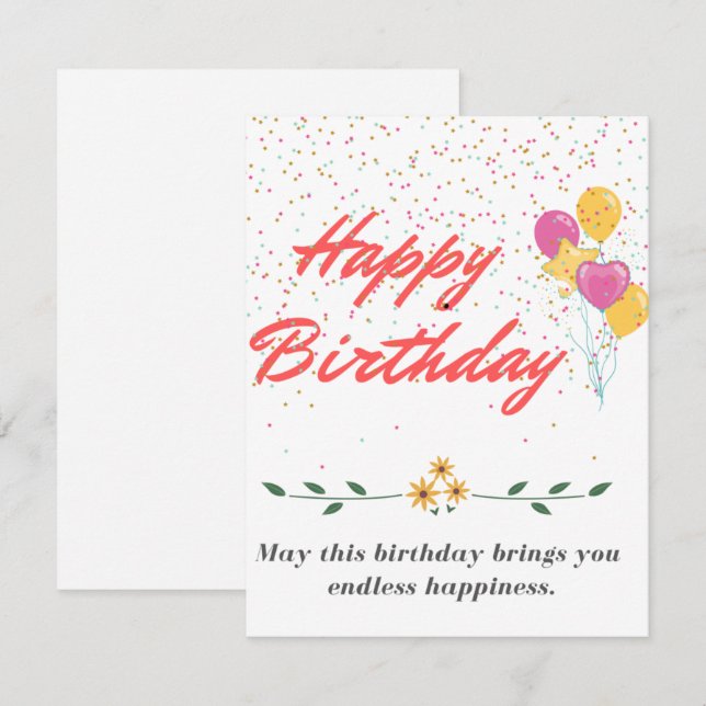 Cute Happy Birthday card (Front/Back)