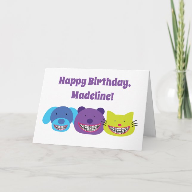 Cute Happy Birthday Card for Braces Wearers (Front)