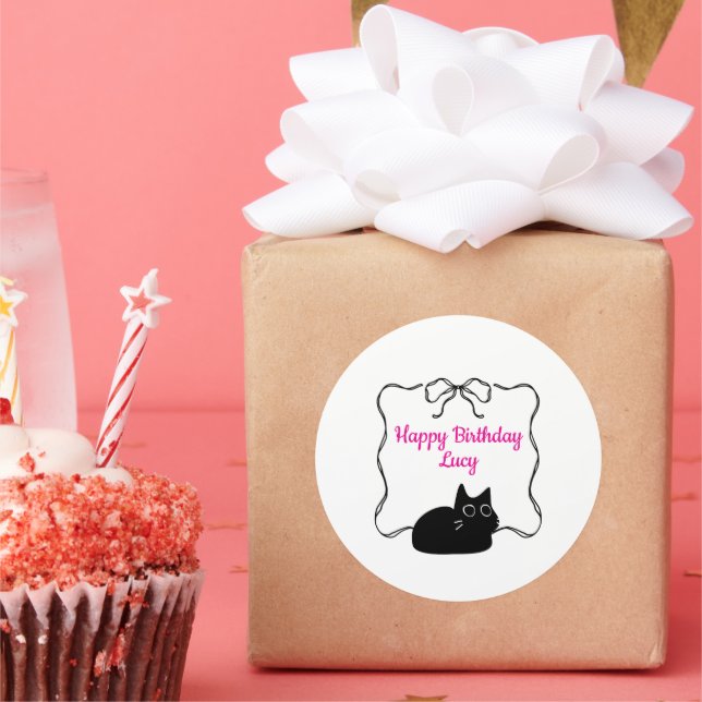 Cute Happy Birthday Classic Round Sticker (Party)