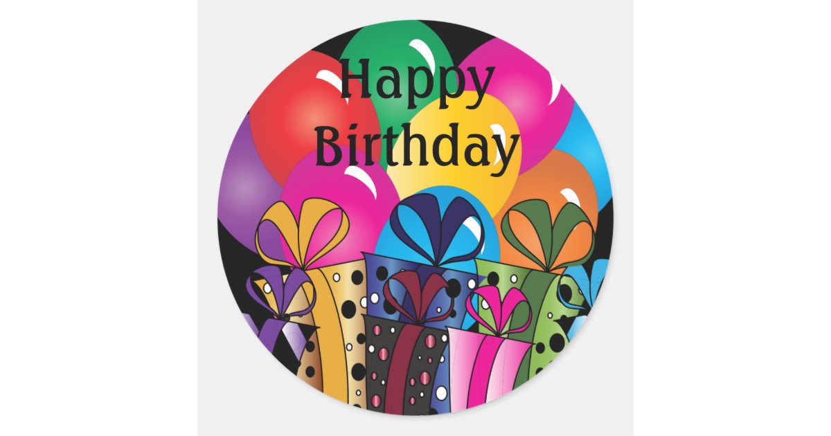 cute happy birthday colorful balloons gifts classic