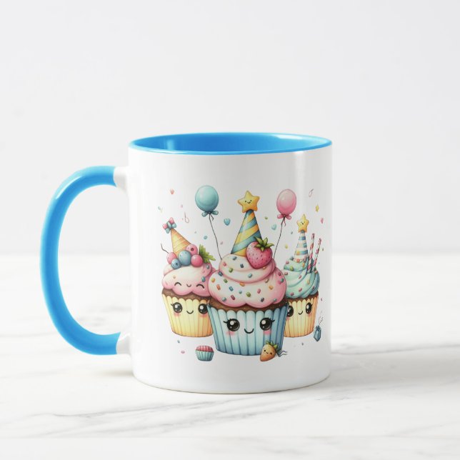 Cute Happy Birthday cupcake add name Mug (Left)