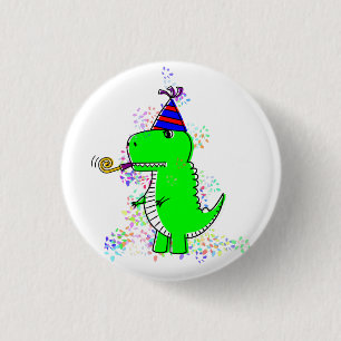 Cute Happy Birthday Dinosaur Confetti Button
