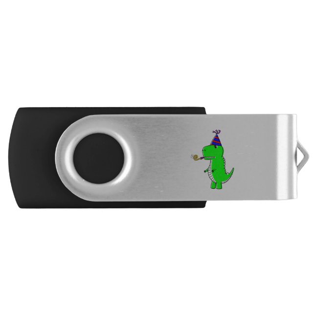 Cute Happy Birthday Dinosaur Flash Drive (Front)