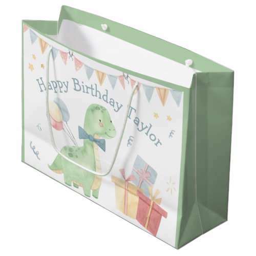 Cute Happy Birthday Dinosaur Party  Large Gift Bag