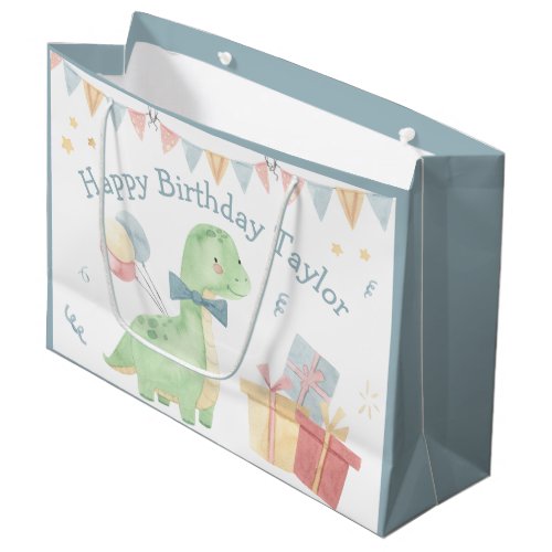Cute Happy Birthday Dinosaur Party  Large Gift Bag