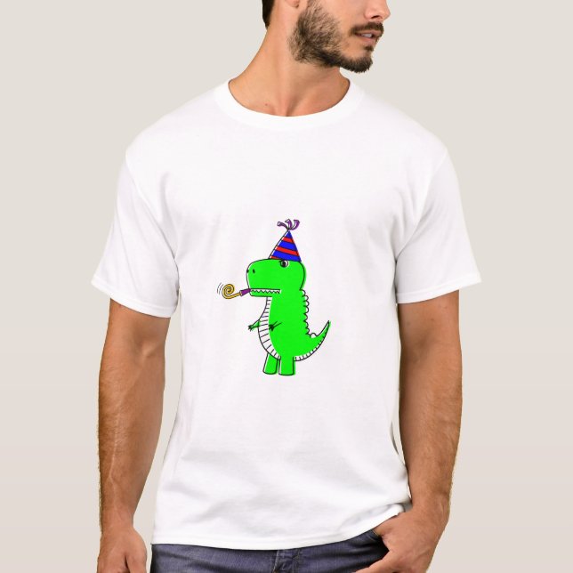 Cute Happy Birthday Dinosaur T-Shirt (Front)