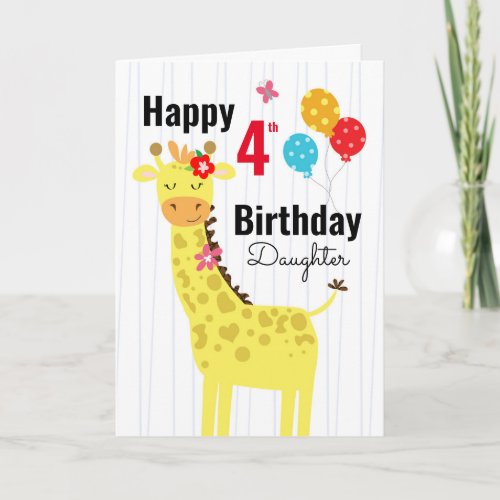 Cute Happy Birthday Giraffe Daughter Card