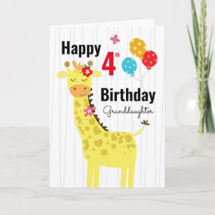 Cute Happy Birthday Giraffe Granddaughter Card