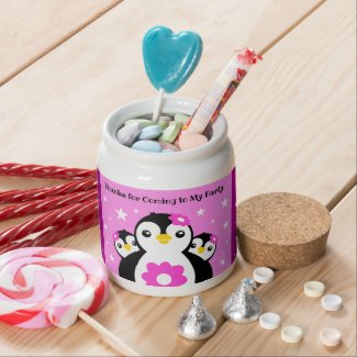 Cute Happy Birthday Girl Penguins Pink Flowers