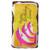 Cute Happy Birthday Girl Pink Dolphins in the Sun Brownie (Rotated)