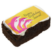 Cute Happy Birthday Girl Pink Dolphins in the Sun Brownie (Angled)