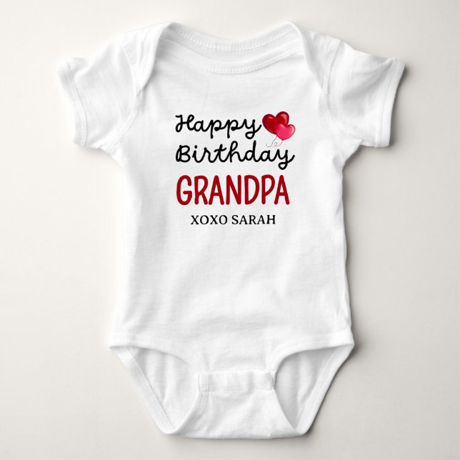 Cute Happy Birthday Grandpa Baby Bodysuit (Front)