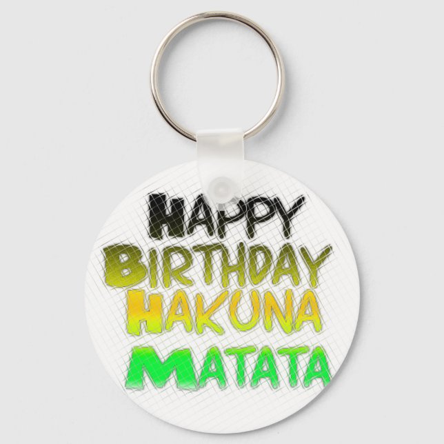 Cute Happy Birthday Hakuna Matata eco Inspiration Keychain (Front)
