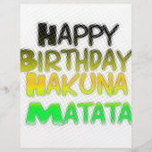 Cute Happy Birthday Hakunamatata Inspirational Art (Front)