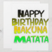 Cute Happy Birthday Hakunamatata Inspirational Art (Front/Back)