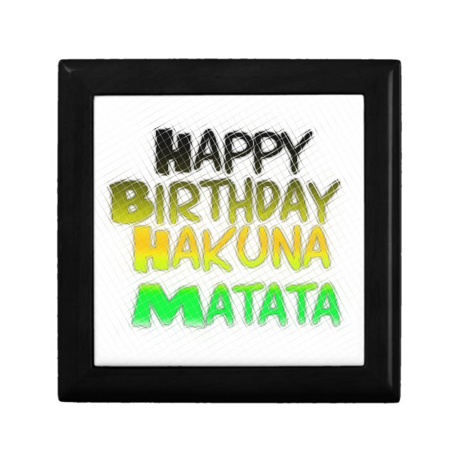 Cute Happy Birthday Hakunamatata Inspirational Art Jewelry Box (Front)