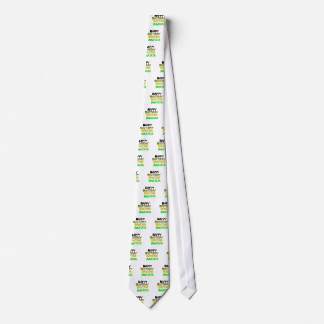 Cute Happy Birthday Hakunamatata Inspirational Art Neck Tie (Front)