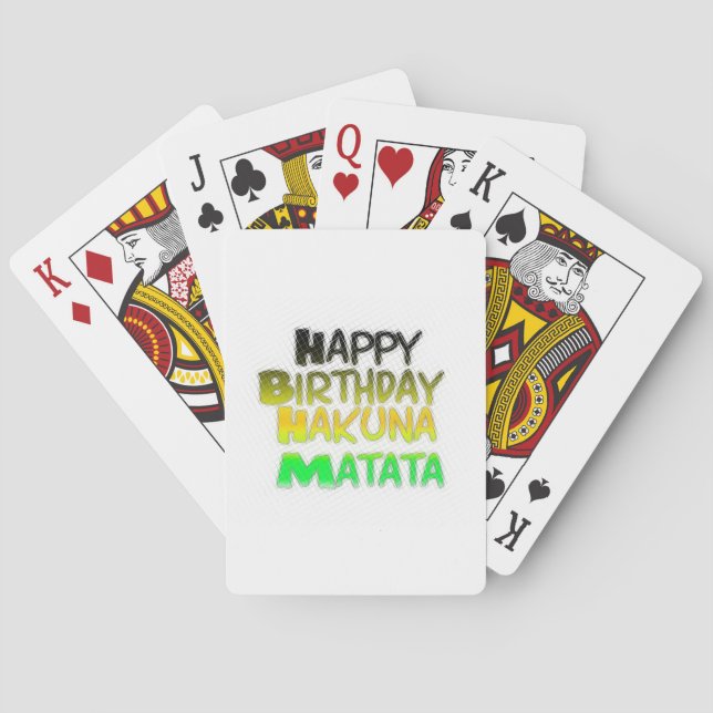 Cute Happy Birthday Hakunamatata Inspirational Art Poker Cards (Back)