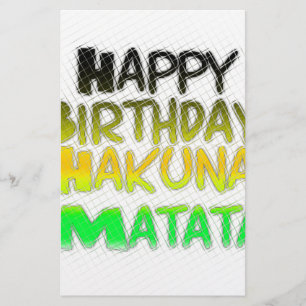 Cute Happy Birthday Hakunamatata Inspirational Art Stationery
