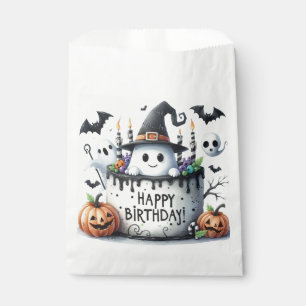 Cute Happy Birthday Halloween Ghost Cake Favor Bag