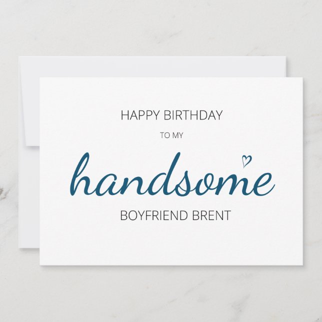 cute happy birthday handsome boyfriend heart navy invitation (Front)
