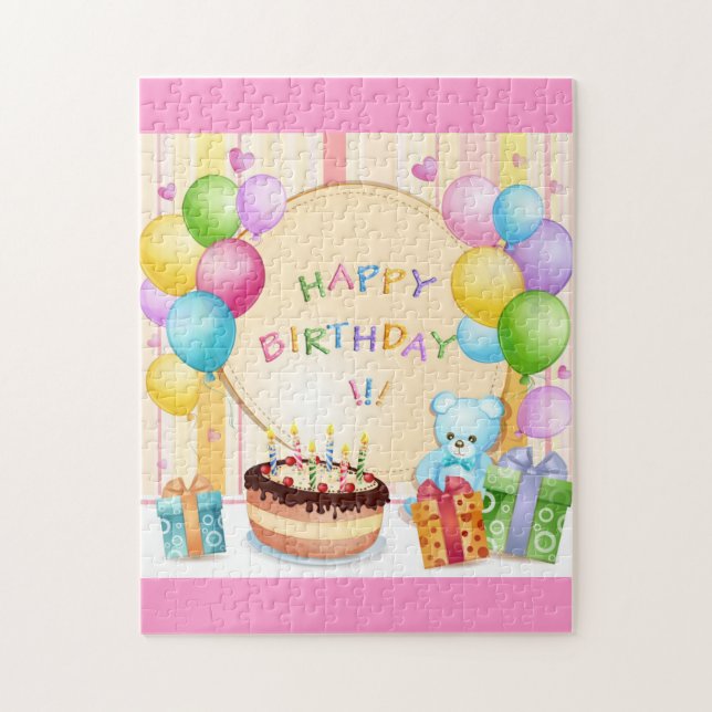 Cute happy birthday jigsaw puzzle (Vertical)