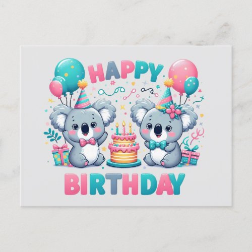 Cute Happy Birthday Koala Bears Postcard