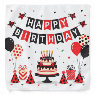 Cute Happy Birthday ladybug theme Bandana