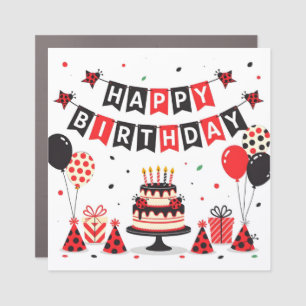 Cute Happy Birthday ladybug theme Car Magnet