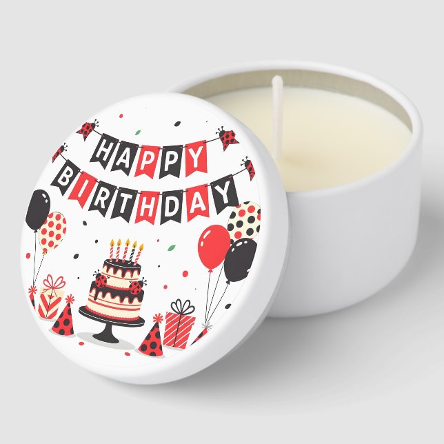Cute Happy Birthday ladybug theme Mini Candle Favors (Corner)