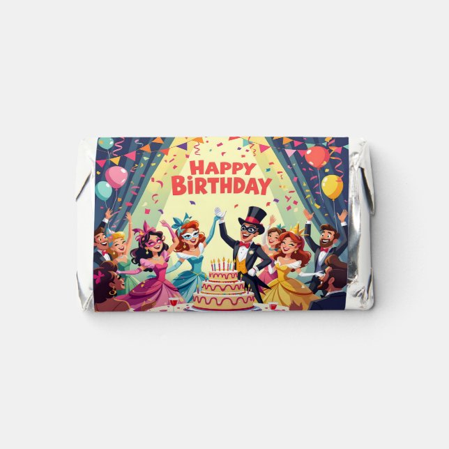 Cute Happy Birthday masquerade theme Hershey's Miniatures (Front)