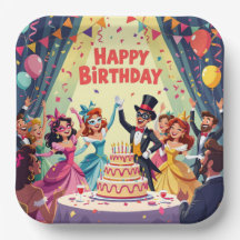 Cute Happy Birthday masquerade theme