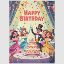 Cute Happy Birthday masquerade theme