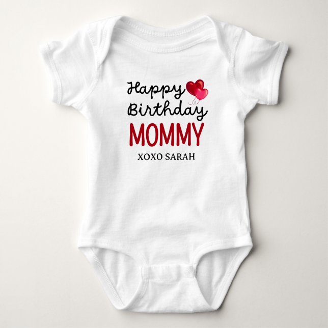 Cute Happy Birthday Mommy Baby Bodysuit (Front)