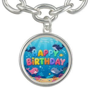 Cute Happy Birthday nautical dolphin Bracelet
