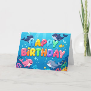 Cute Happy Birthday nautical dolphin Card