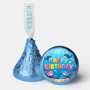 Cute Happy Birthday nautical dolphin Hershey®'s Kisses®