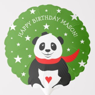 Cute Happy Birthday Panda with Bowler Hat & Scarf Balloon