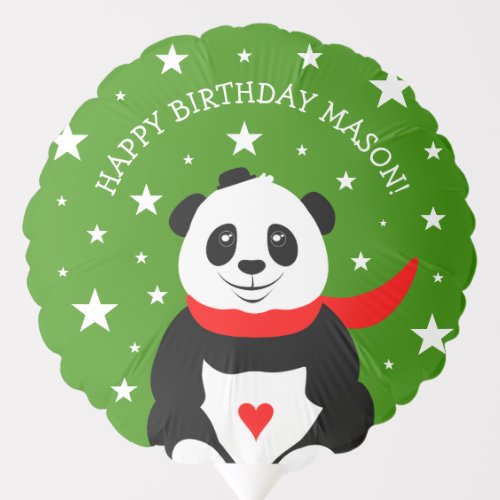 Cute Happy Birthday Panda with Bowler Hat  Scarf Balloon