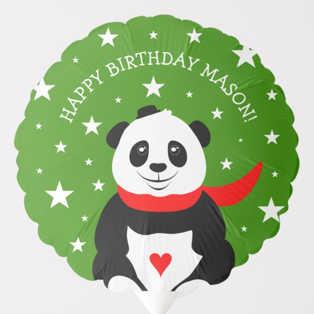Cute Happy Birthday Panda with Bowler Hat & Scarf Balloon (Front)