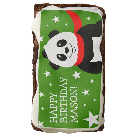 Cute Happy Birthday Panda with Bowler Hat & Scarf Brownie (Rotated)