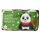 Cute Happy Birthday Panda with Bowler Hat & Scarf Brownie (Front)