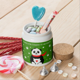 Cute Happy Birthday Panda with Bowler Hat & Scarf Candy Jar