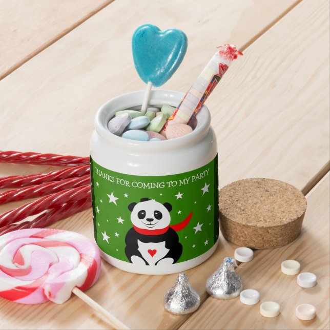 Cute Happy Birthday Panda with Bowler Hat & Scarf Candy Jar (In Situ)