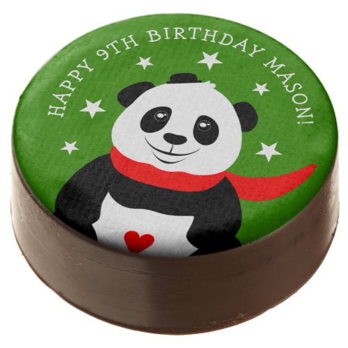 Cute Happy Birthday Panda with Bowler Hat  Scarf Chocolate Covered Oreo