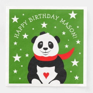 Cute Happy Birthday Panda with Bowler Hat & Scarf